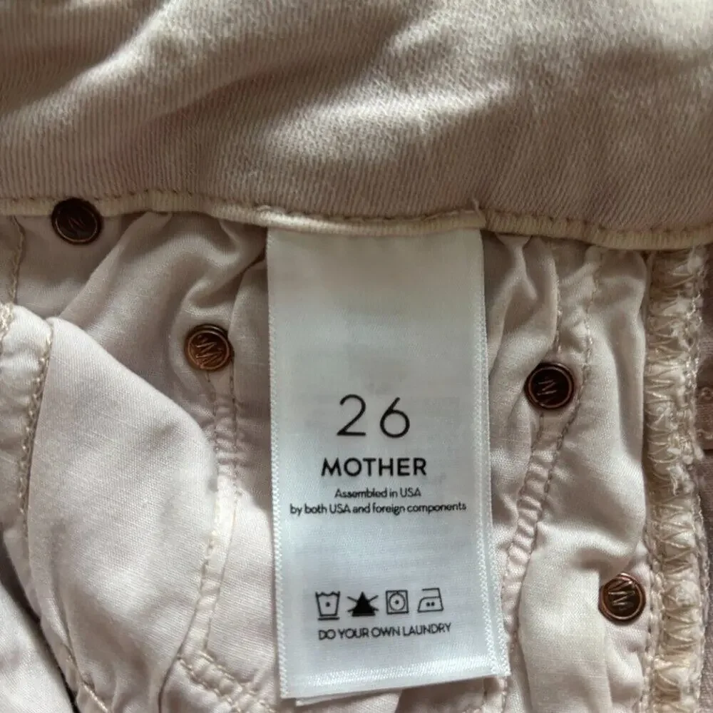 MOTHER | Looker Dagger Ankle Fray Jeans Blush Pink Lace Hem Sz 26